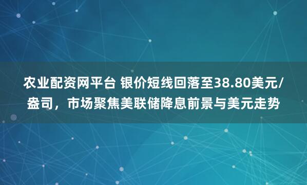 农业配资网平台 银价短线回落至38.80美元/盎司，市场聚焦美联储降息前景与美元走势